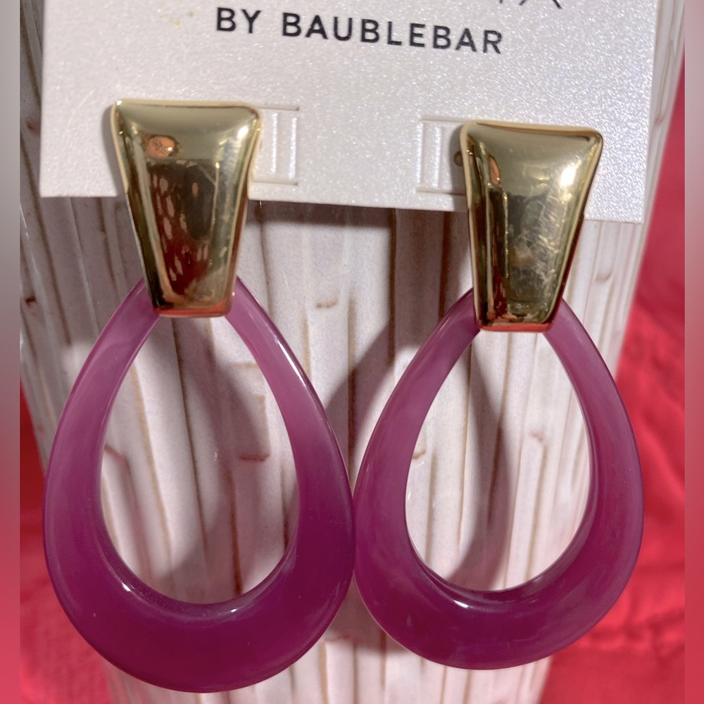NWT SUGARFIX BY BAUBLEBAR EARRINGS, gold and purple